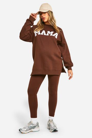 Maternity Mama Applique Sweatshirt And Legging Set chocolate