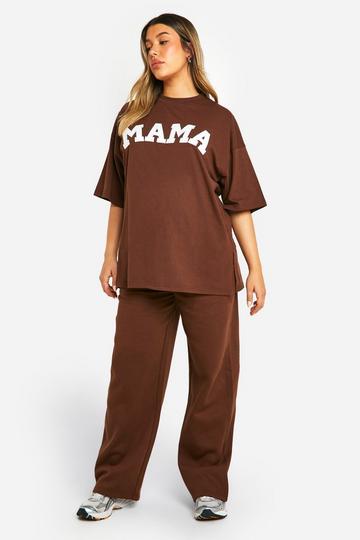 Chocolate Brown Maternity Mama Oversized T-shirt And Straight Leg Jogger