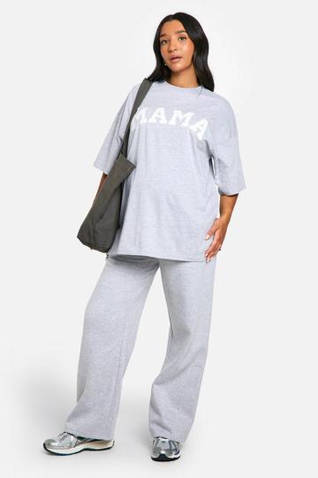 Grey Maternity Mama Oversized T-Shirt And Straight Leg Sweatpant