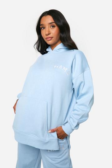 Blue Maternity Mama Applique Oversized Hoodie