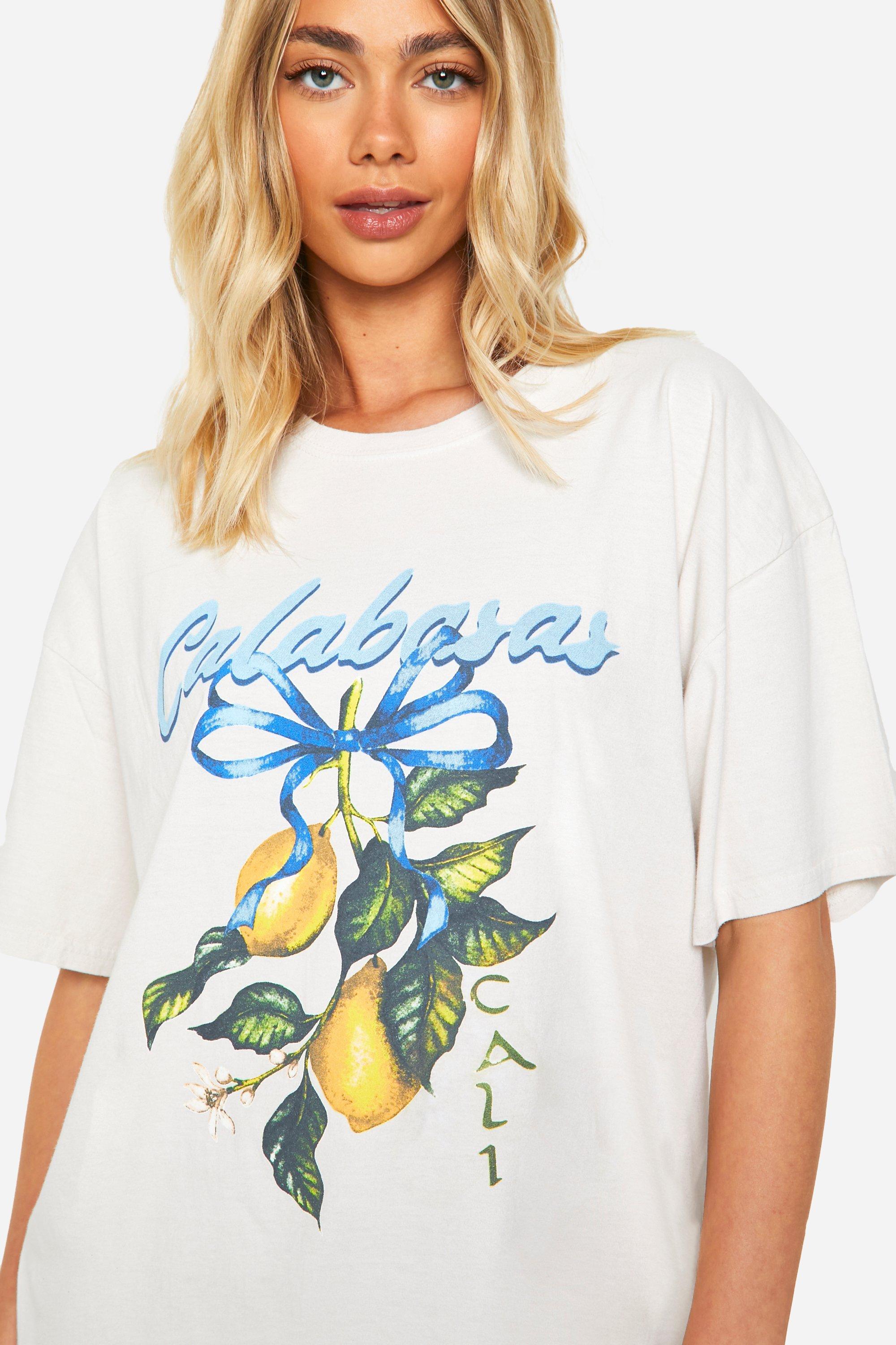 T shirt oversize a imprime citron