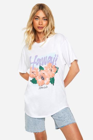 Hawaii Honolulu Graphic Oversized T-shirt white