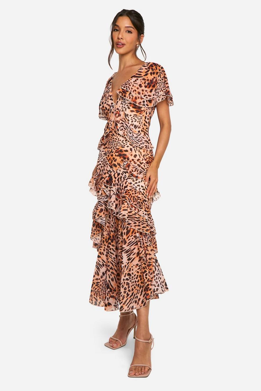 Leopard Block Ruffle Dress Leopard Block Ruffle Dress