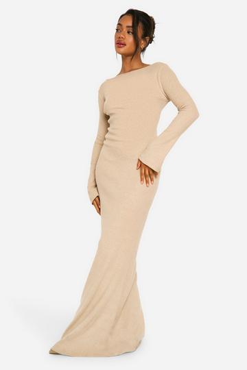 Brushed Rib Strappy Back Maxi Dress stone