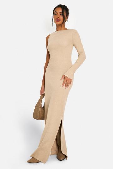 Stone Beige Brushed Rib Maxi Dress