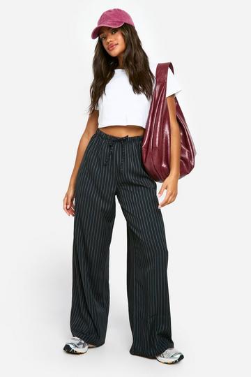 Stripe Wide Leg Trousers black