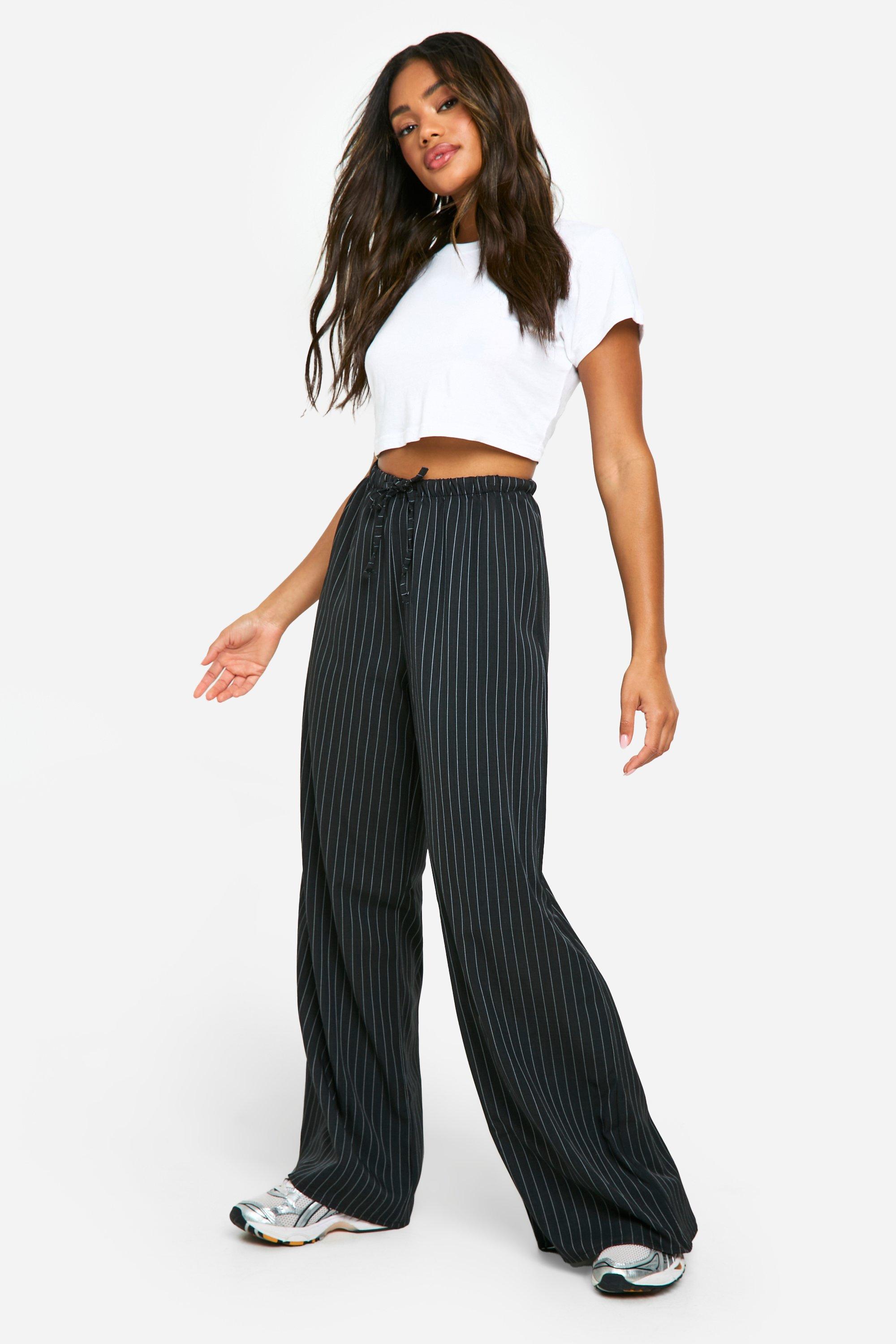 Stripe Wide Leg Trousers boohoo UK