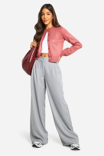 Grey Pinstripe Slouch Fit Dad Trouser