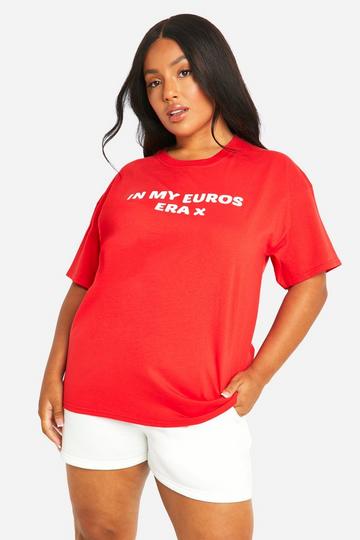 Plus Oversized Euros Tijdperk T-Shirt red