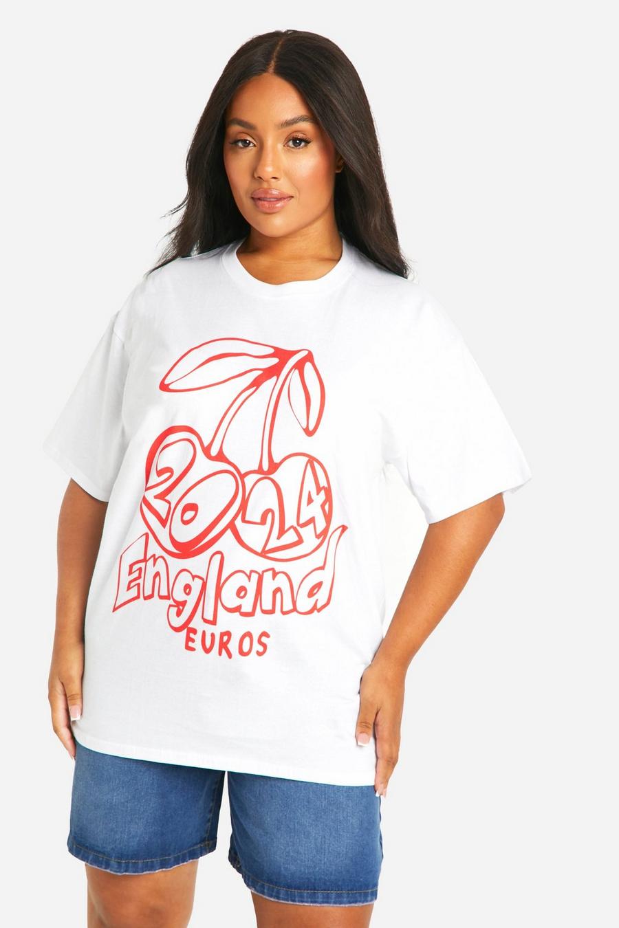 White Plus Euro Cherry Oversized T-shirt  image number 1