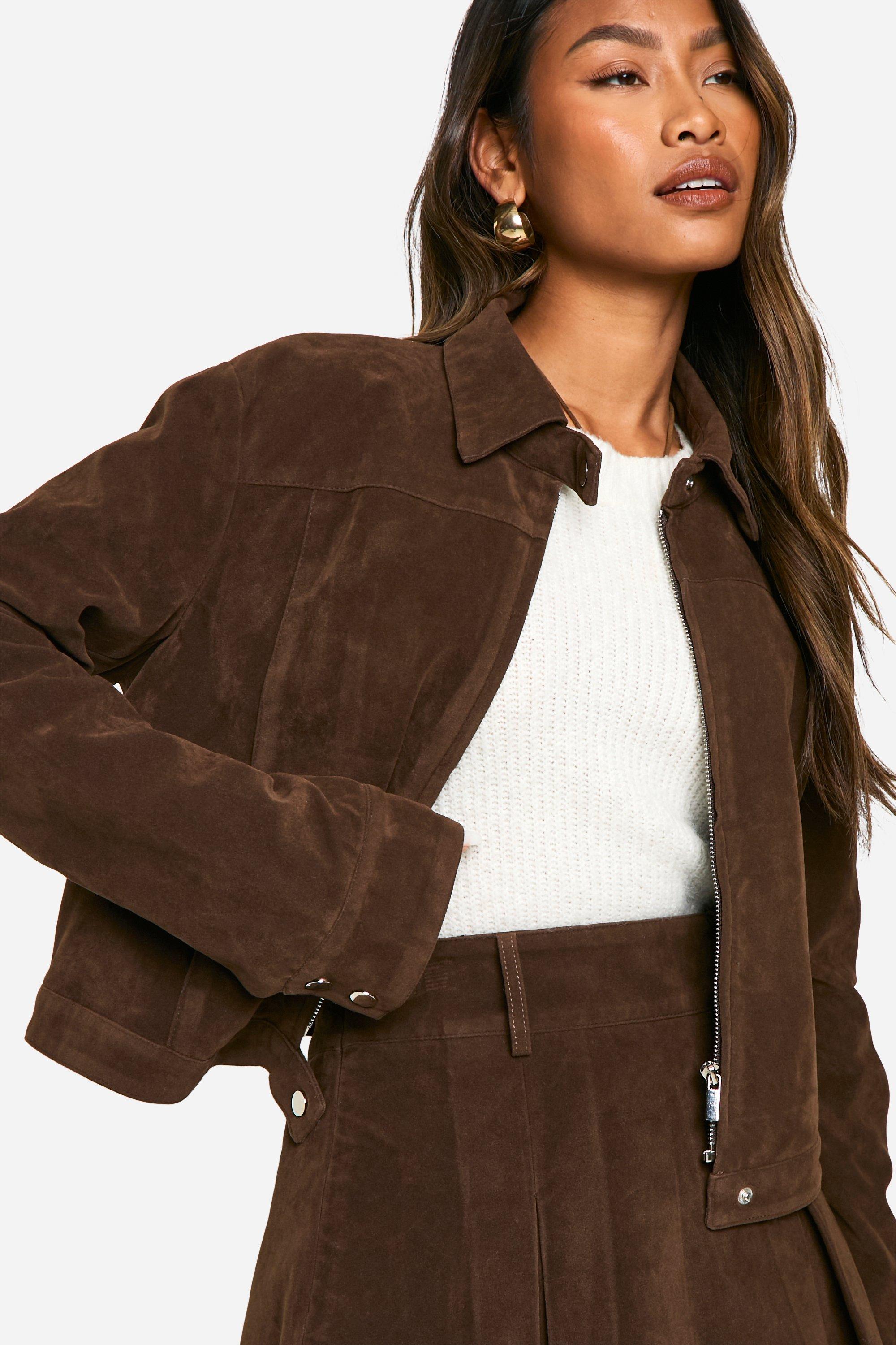 Long faux suede jacket best sale