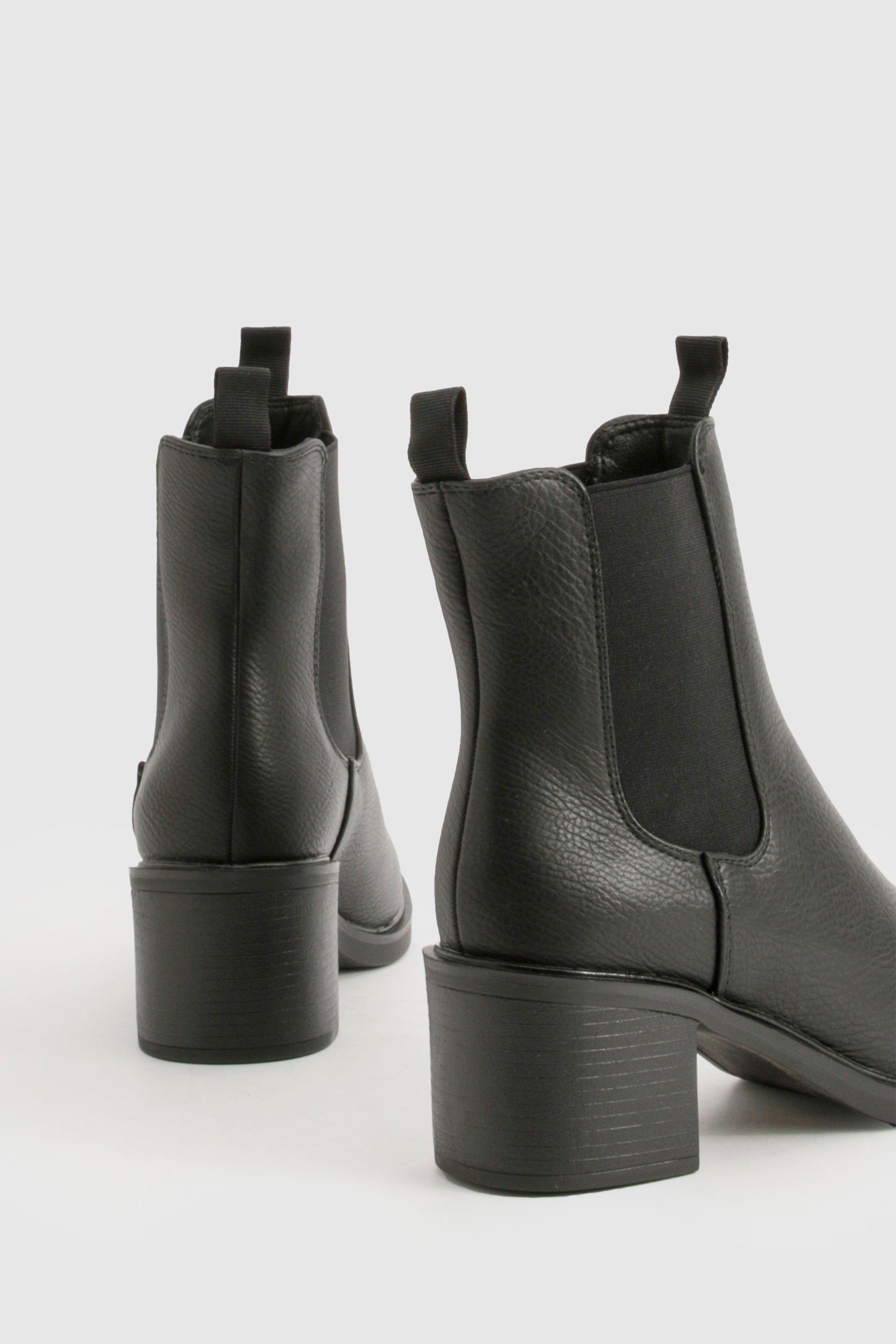 Boohoo chunky heel chelsea boot clearance
