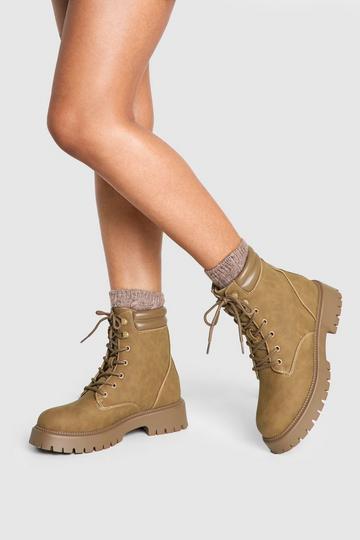 Lace Up Hiker Boots taupe