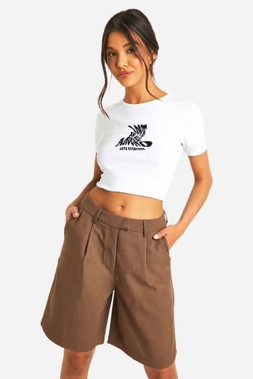 Getailleerde Long Line Bermuda Shorts taupe