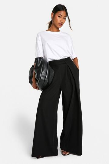 Relaxed Pleat Wide Leg Trouser black