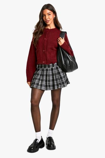 Check Pleat Mini Skirt black