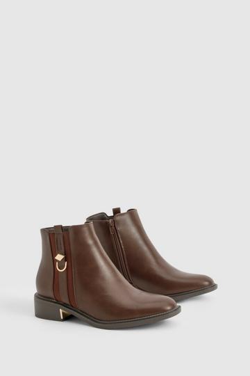 Wide Width Panel Detail Chelsea Ankle Boots chocolate