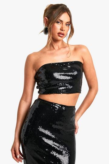 Sequin Bandeau Top black