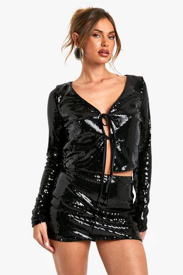 Sequin Mini Skirt black