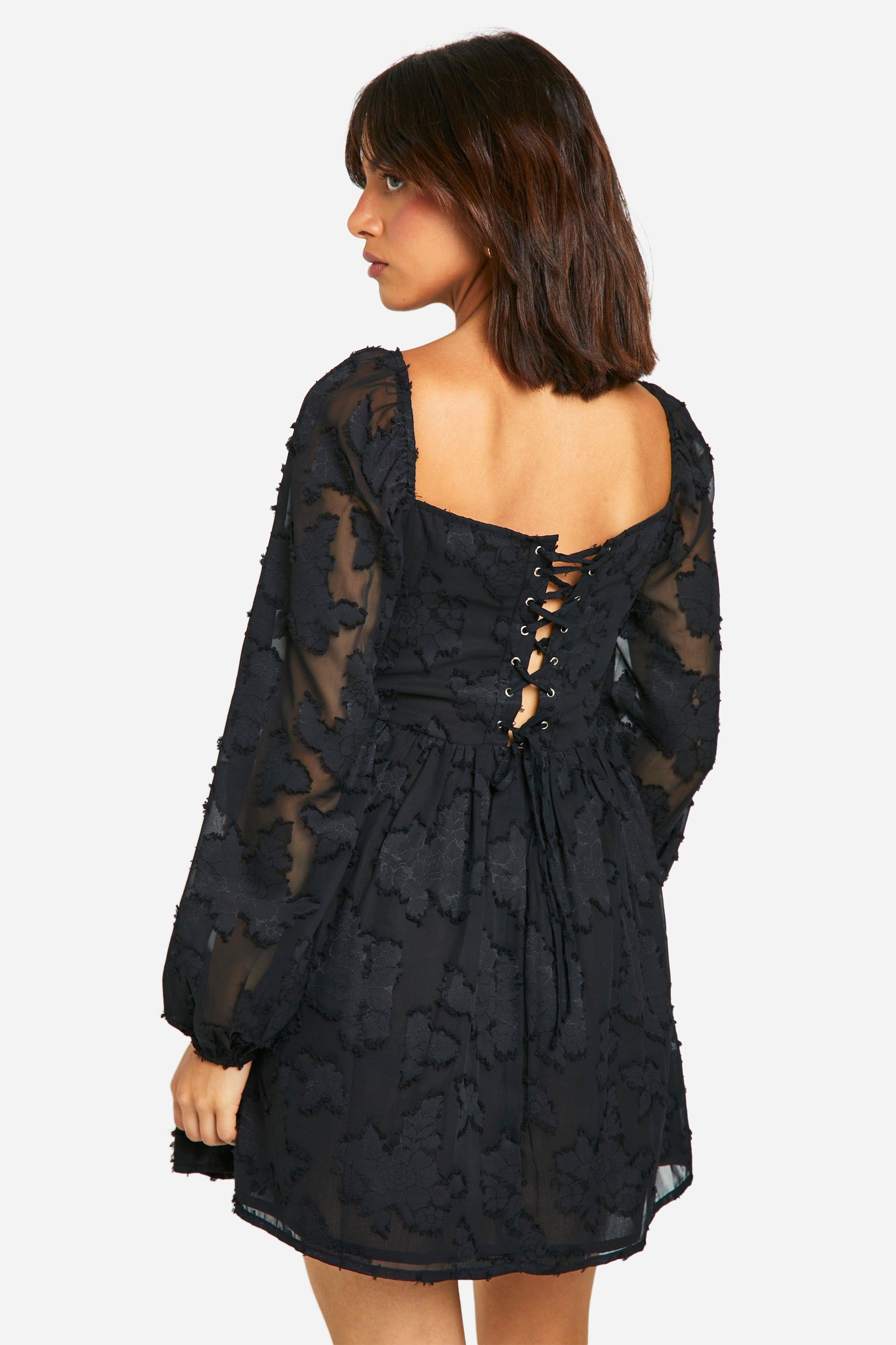 Floral Jacquard Milkmaid Dress boohoo