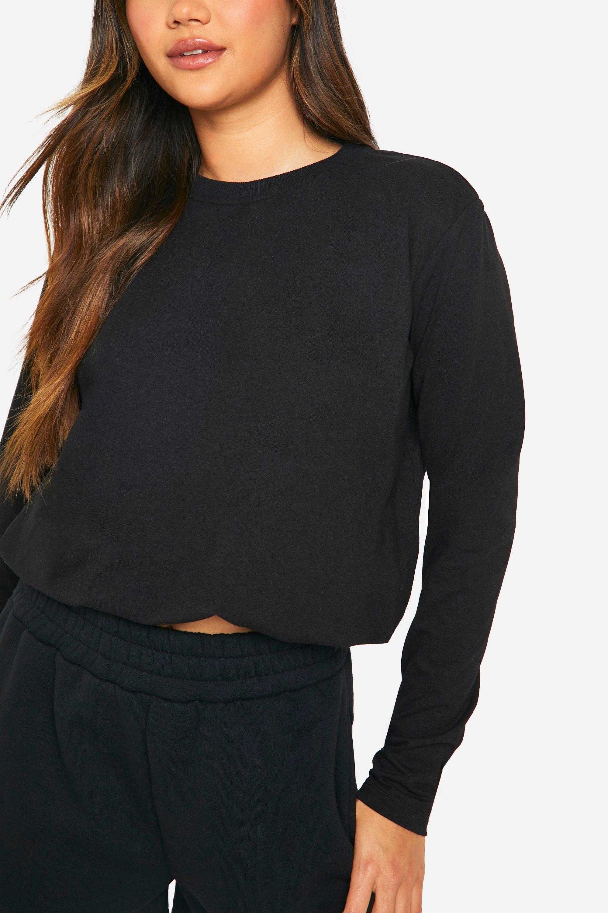 Cotton Long Sleeve Bubble Hem Tshirt