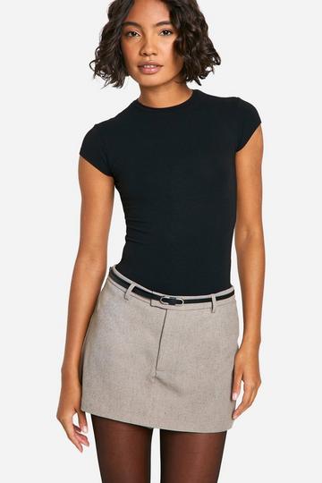 Tall Tailored Micro Mini Belt Detail Skort grey