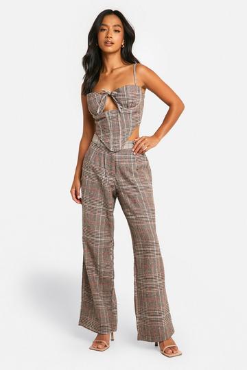 Petite Wool Look Wide Leg Pants brown