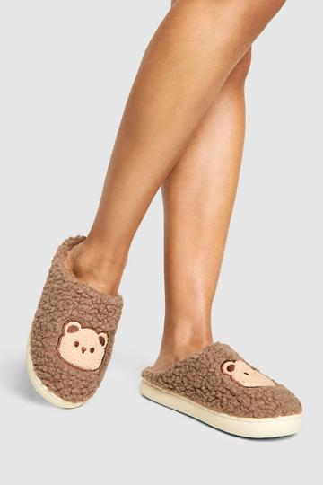 Bear Face Mule Slipper brown