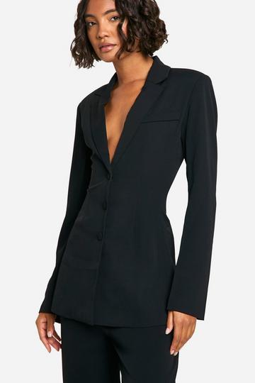 Tall Cinched Waist Tailored Jacket black