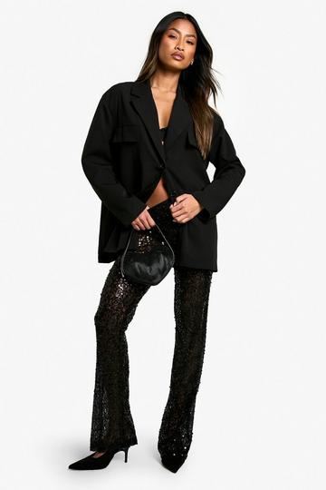 Sequin Beaded Lace Flares black