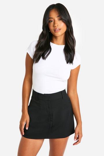 Black Petite Tailored Mini Skirt