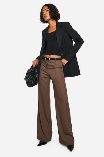 Tall Wide Leg Broek Met Lage Taille brown