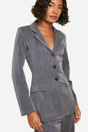 Grey Tall Cinched Waist Tailored Jacket