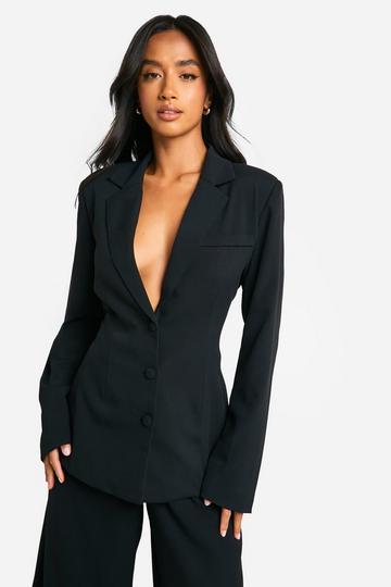 Petite Cinched Waist Tailored Jacket black