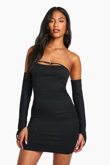 Black Tall Belt Detail Tailored Mini Dress