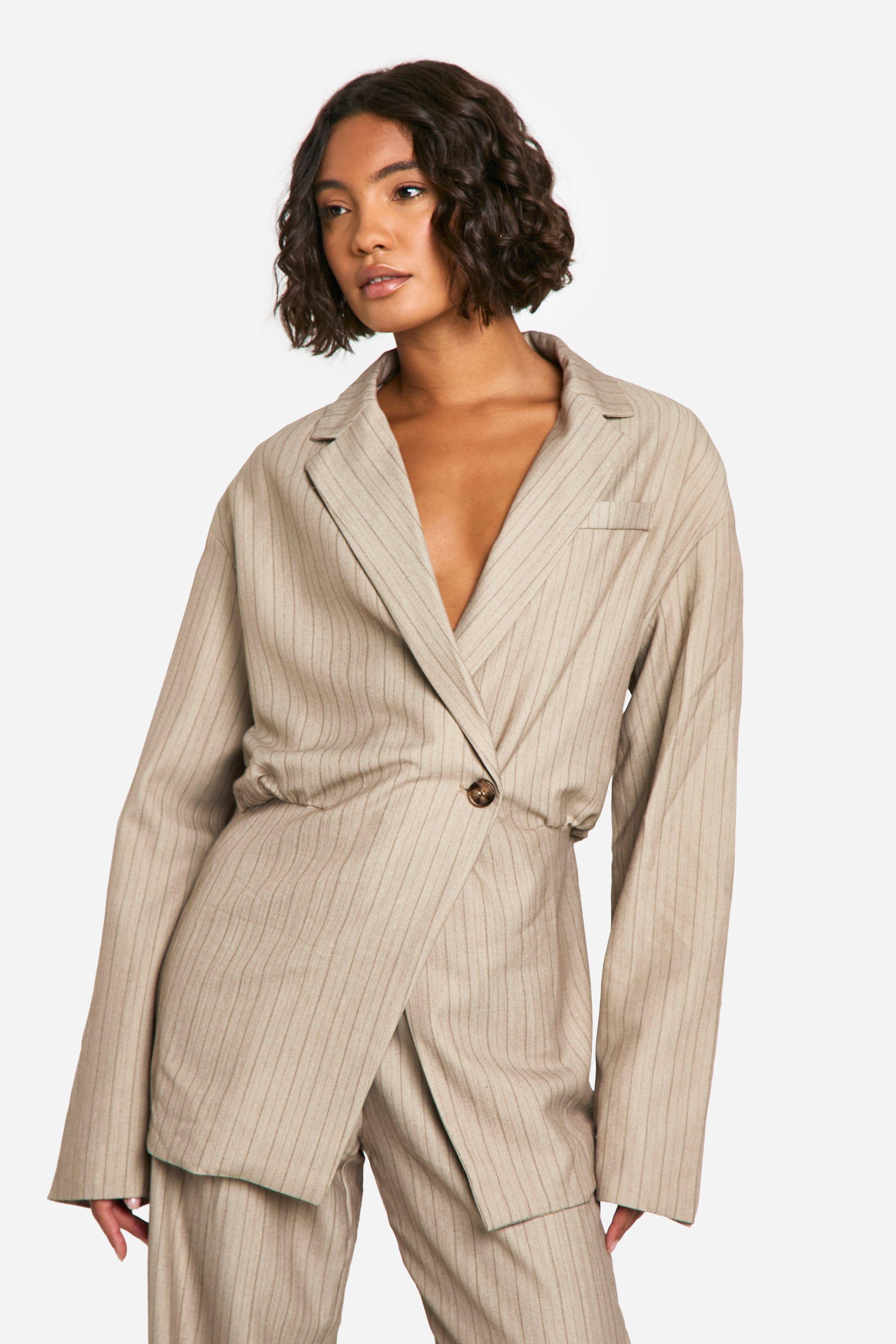 Stone Tall Cinched Waist Tailored Jacket