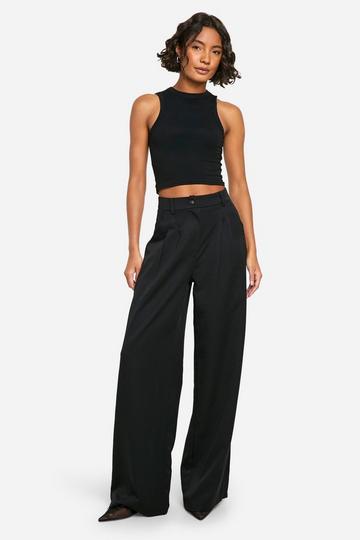 Tall Geplooide Extreme Wide Leg Broek black