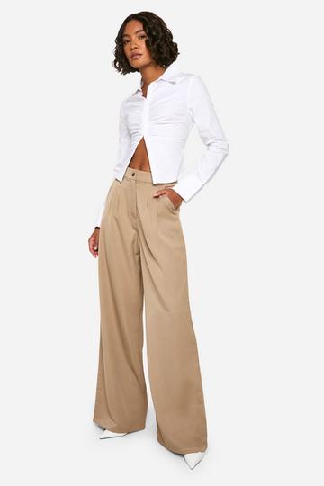 Tall Geplooide Extreme Wide Leg Broek stone