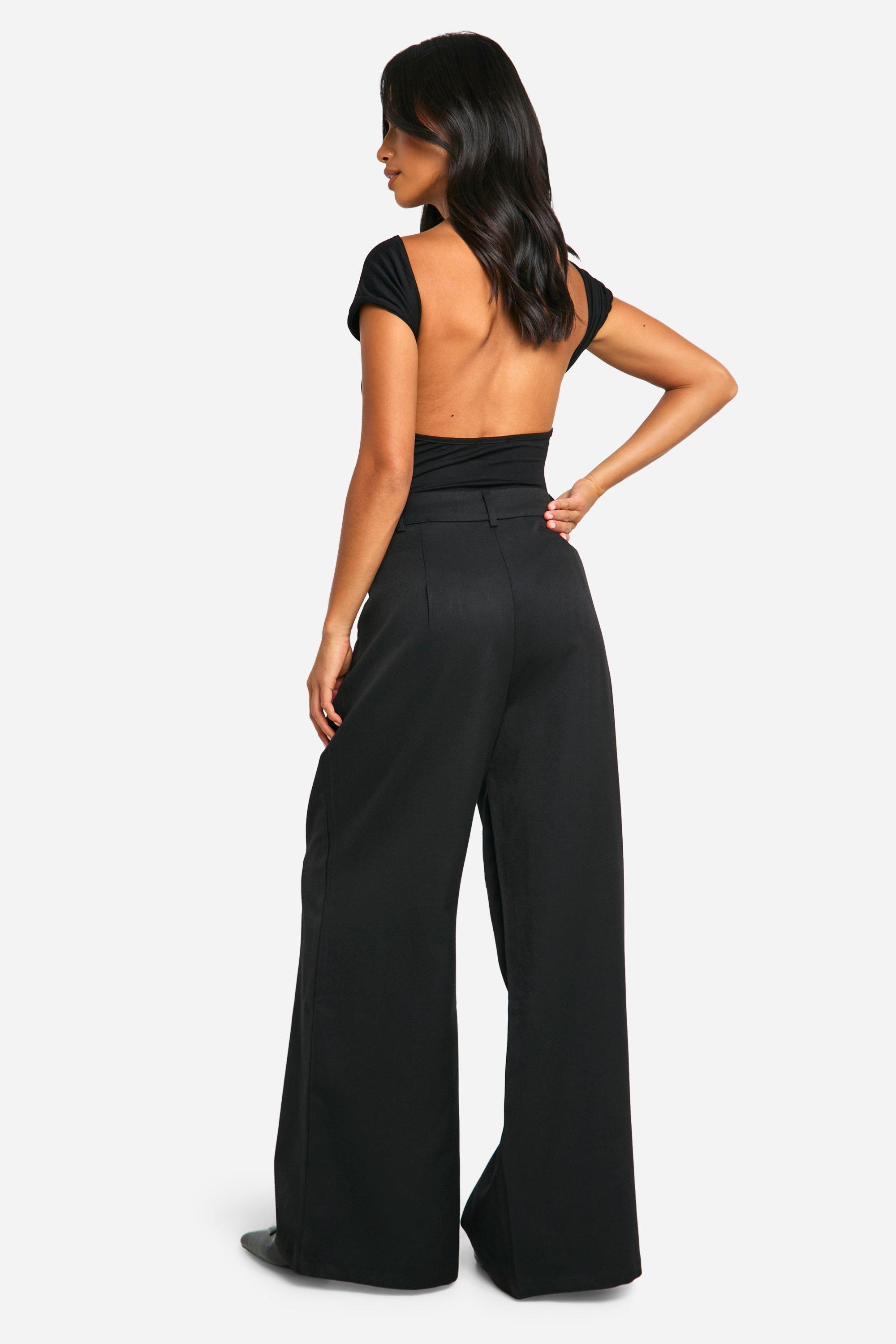 Boohoo petite shops wide leg trousers