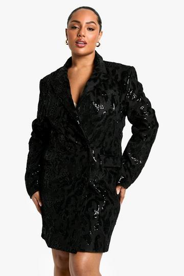 Plus Demask Blazer Dress black