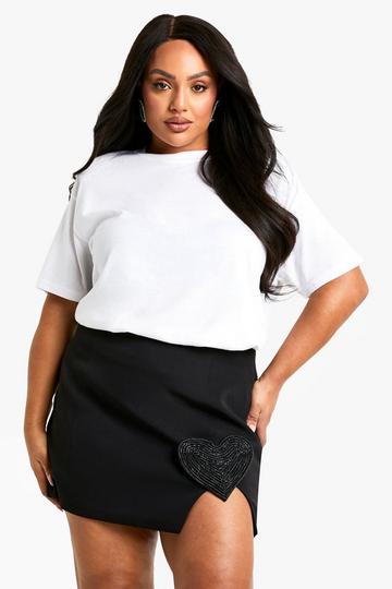 Plus Diamante Heart Mini Skirt black