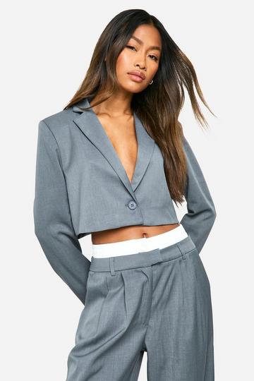 Boxy Cropped Blazer grey marl