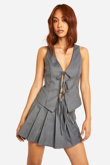 Tie Front Waistcoat grey marl