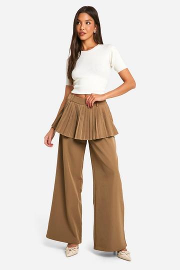 Pleated Tennis Straight Leg Skirt Pants biscuit