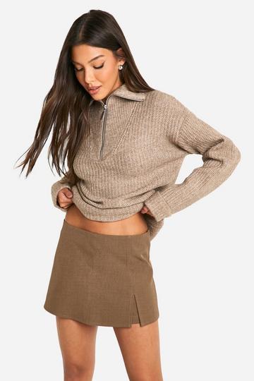 Jupe-short fendue biscuit