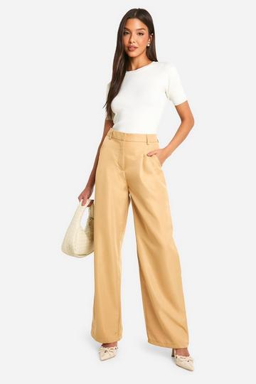 Woven Puddle Hem Pleated Dad Trouser biscuit