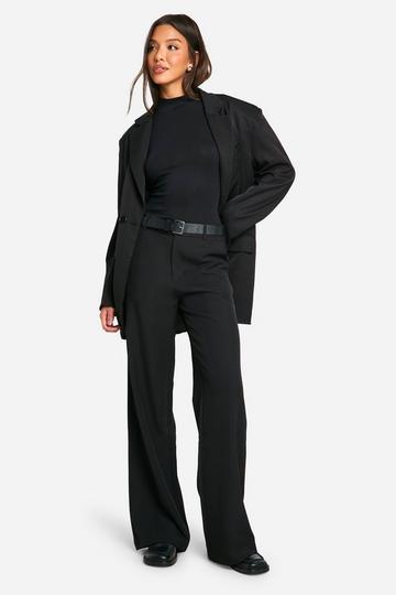 Black Tailored High Rise Straight Leg Trouser