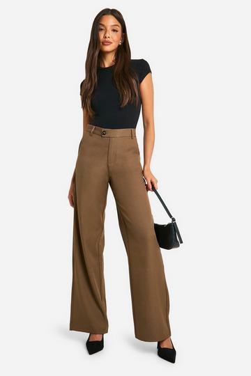 Tailored High Rise Wide Leg Trouser biscuit