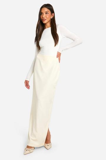 Tailored Woven Low Rise Maxi Skirt bone