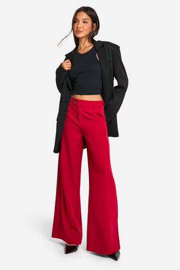 Getailleerde Low Rise Wide Leg Broek cranberry